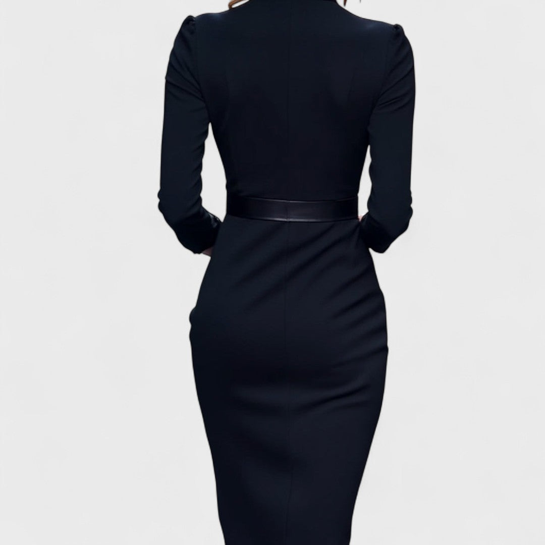 Naomi | Vestido negro refinado con cinturón