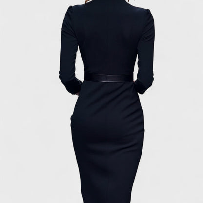 Naomi | Vestido negro refinado con cinturón