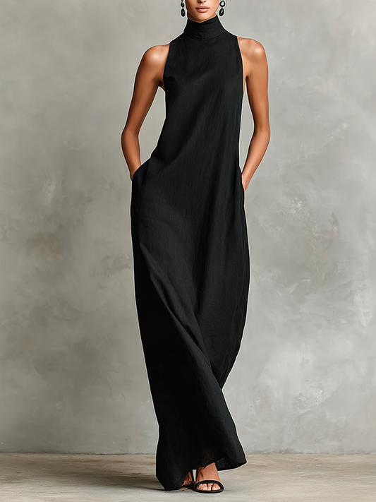Catalina | Vestido largo negro minimalista