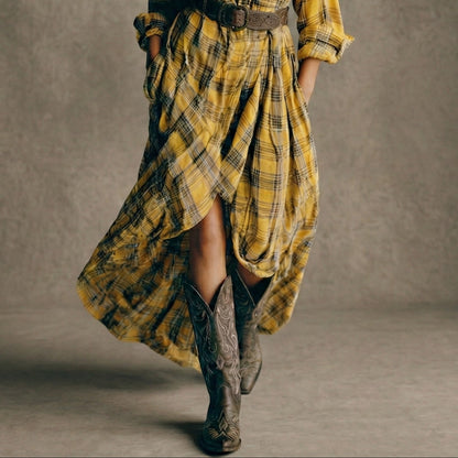 Abril | Vestido camisero a cuadros con cinturón