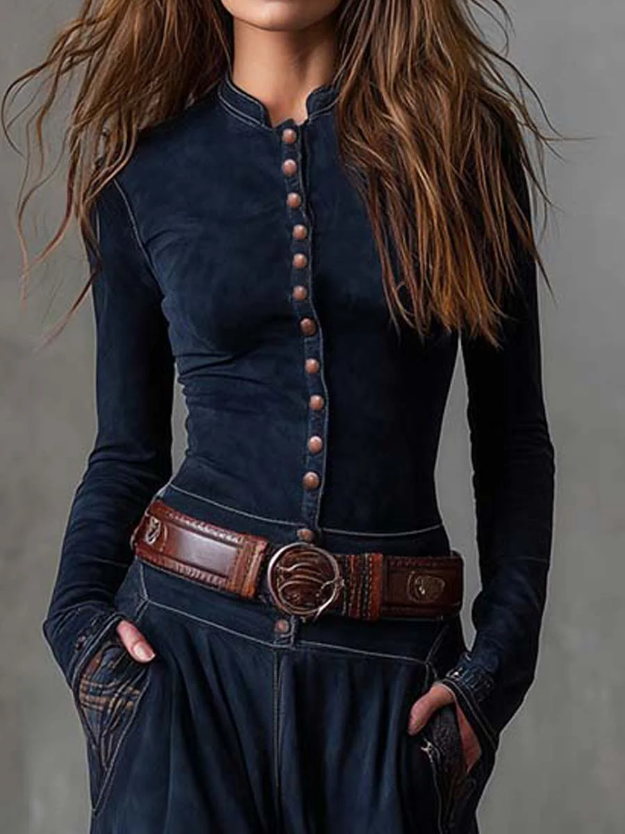 Azucena ║ Vestido maxi de ante con cinturón