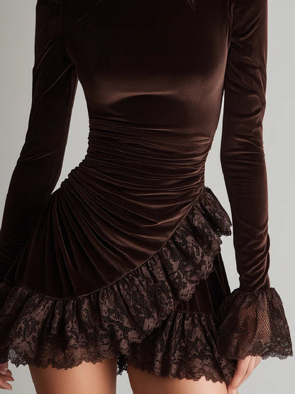 Mercedes | Vestido mini con cuello alto y encaje