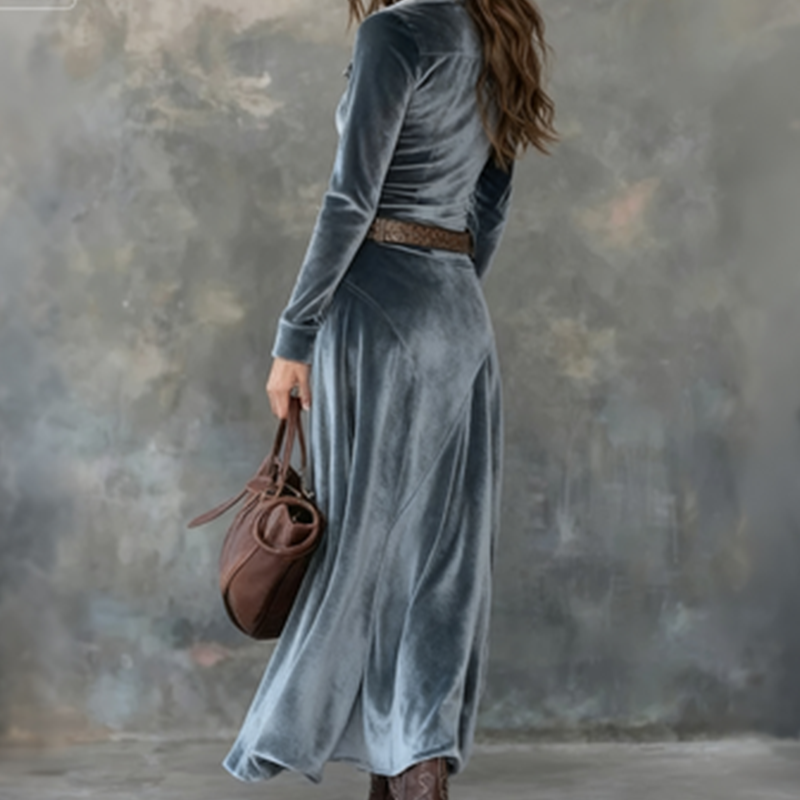 Dulce | Vestido maxi vintage de terciopelo fluido